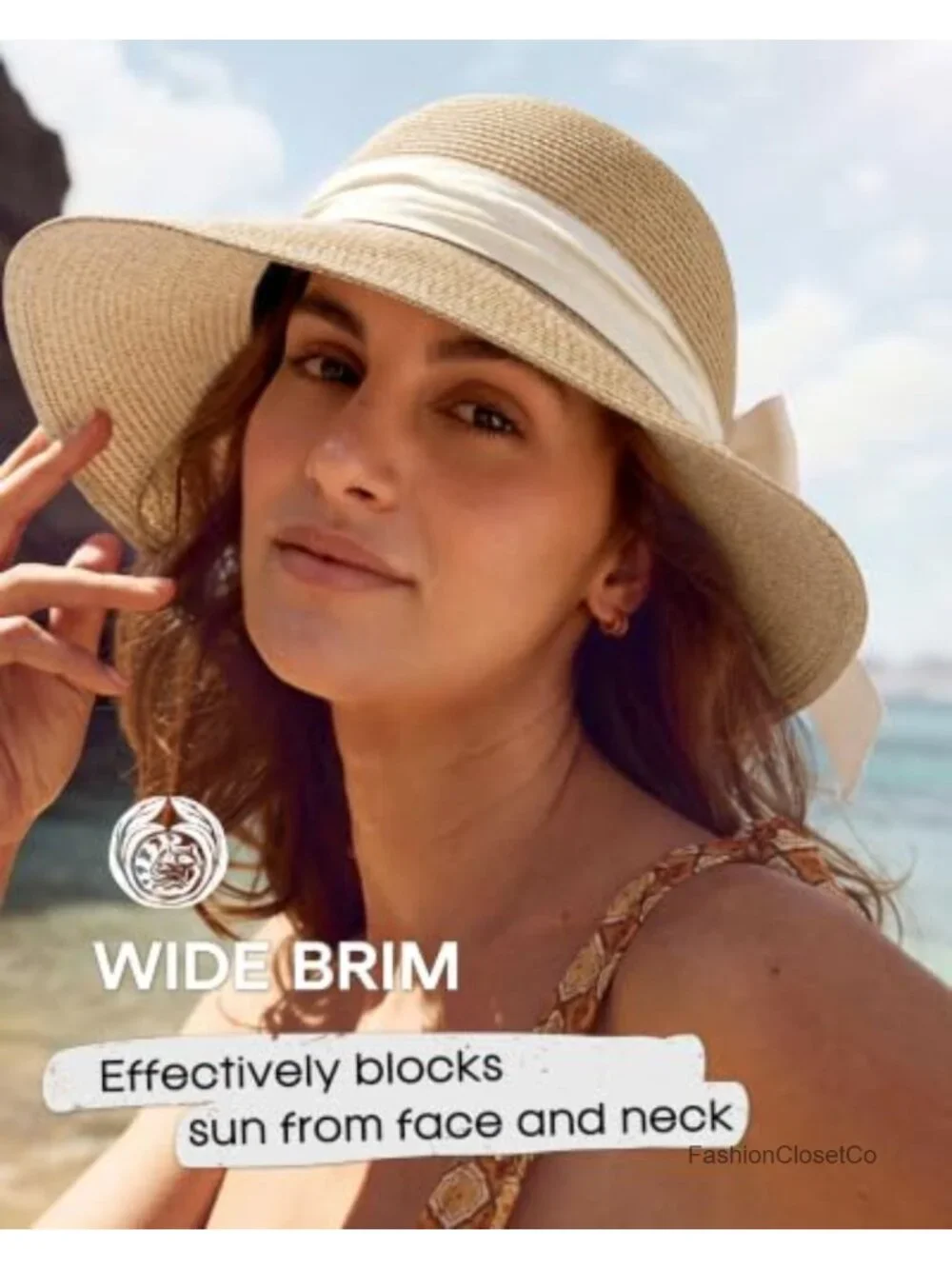 Women's UV Protection Packable Foldable Straw Sun Hat with Chin Strap